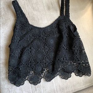LF Black crochet crop top